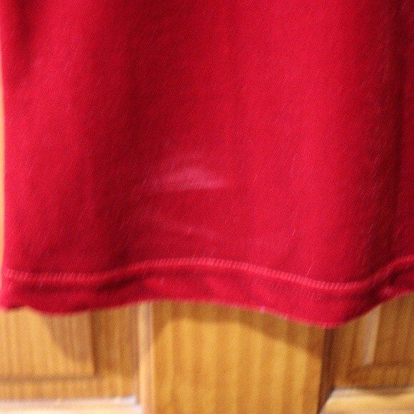 La Belle Red Mesh Velour Baby Tee Vintage USA Short Sleeve Fitted Top Medium - Picture 4 of 8